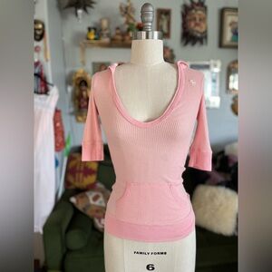 Abercrombie & fitch hooded waffle knit top